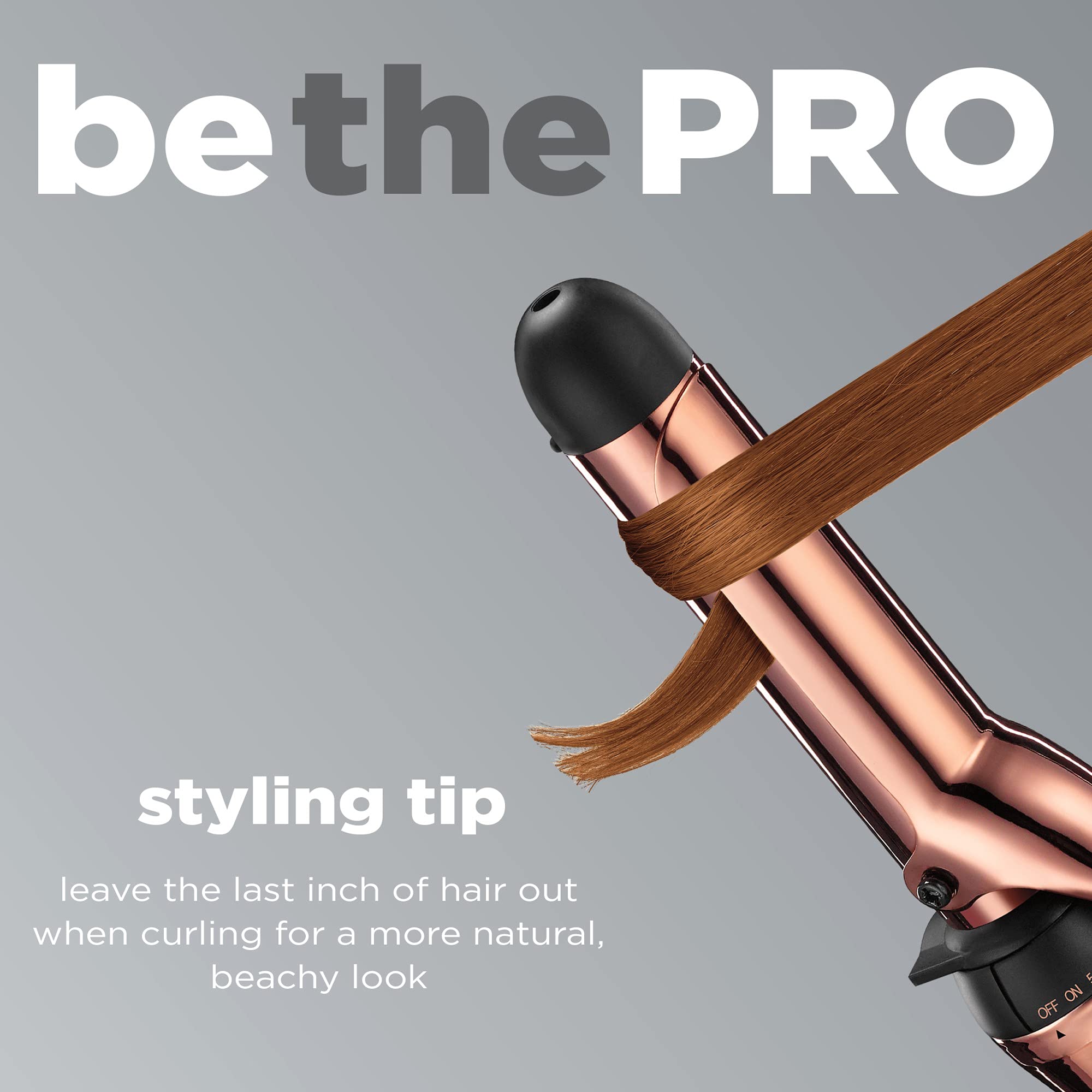Conair INFINITIPRO rose gold curling iron heats up in 30 seconds for quick styling.