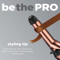 Conair INFINITIPRO rose gold curling iron heats up in 30 seconds for quick styling.
