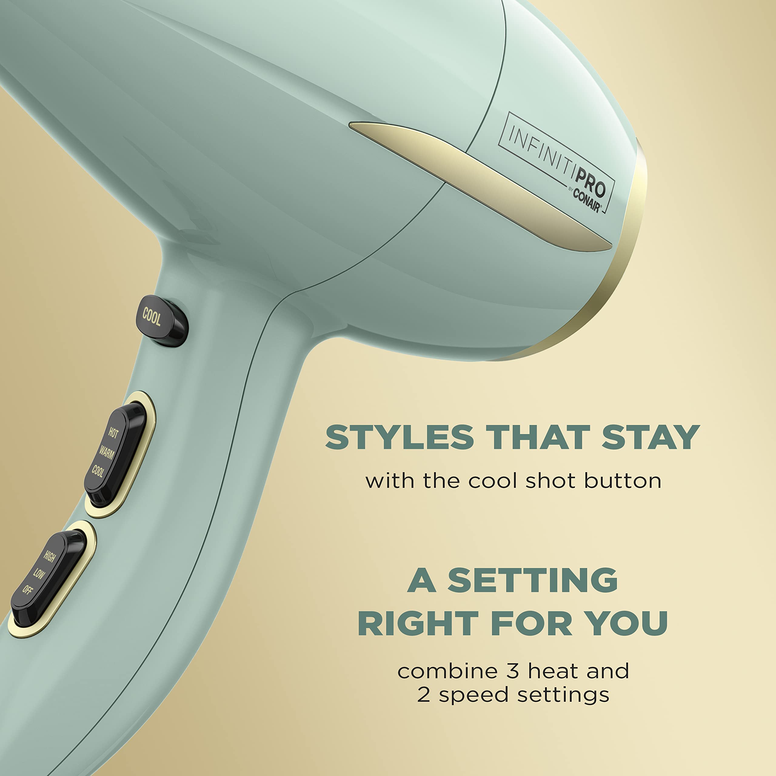 InfinitiPRO by Conair concentrator attachment ready for precise, sleek styling.