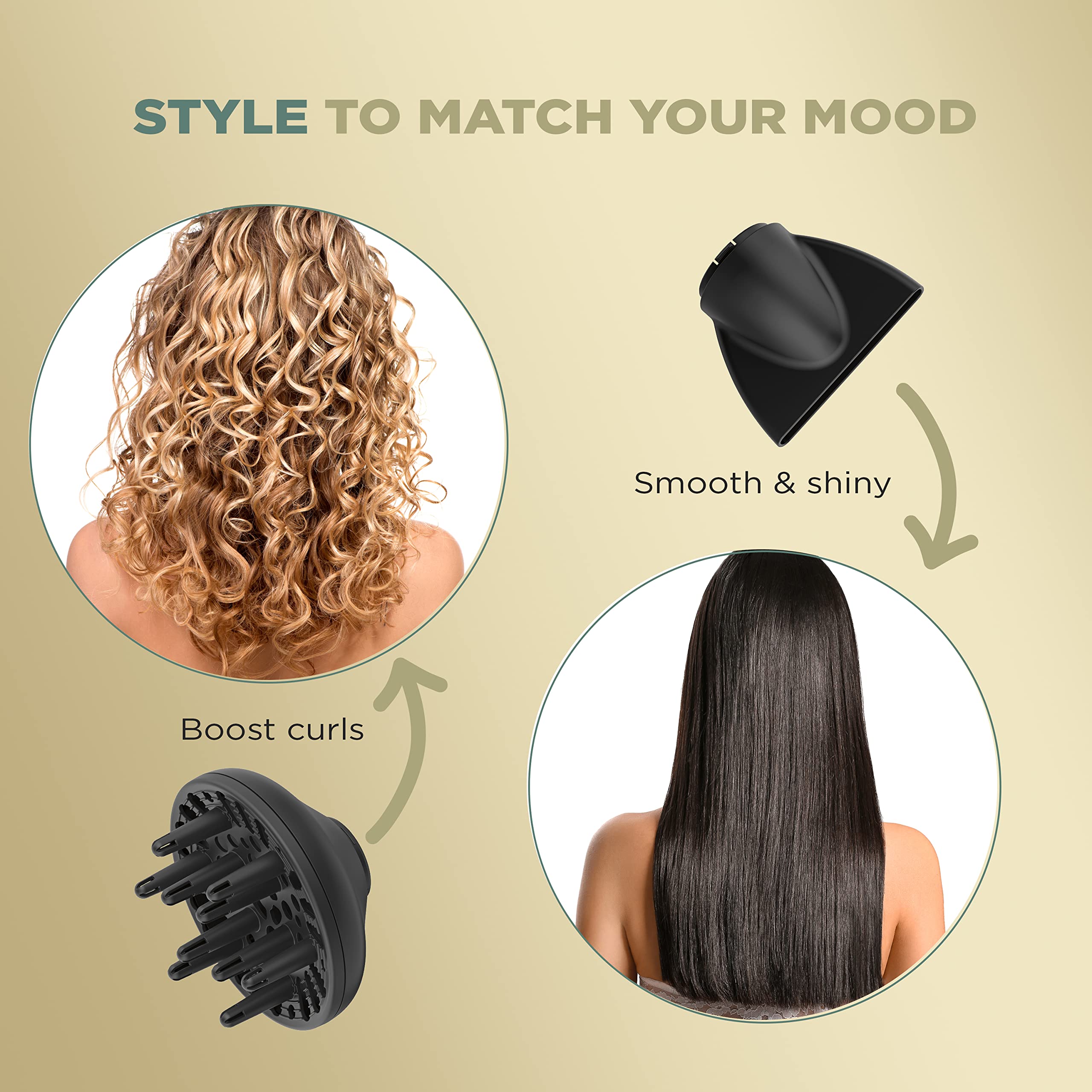InfinitiPRO by Conair diffuser attachment enhances curl boost and frizz control.