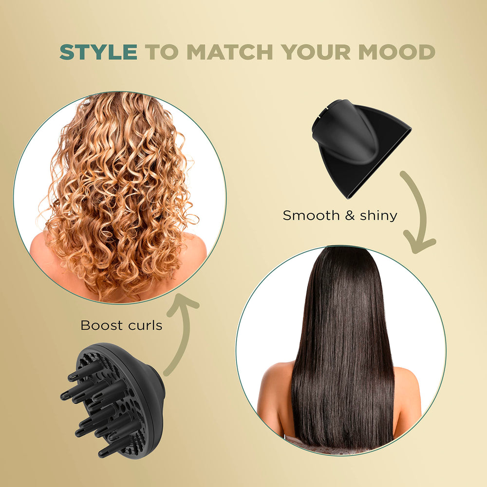 InfinitiPRO by Conair diffuser attachment enhances curl boost and frizz control.