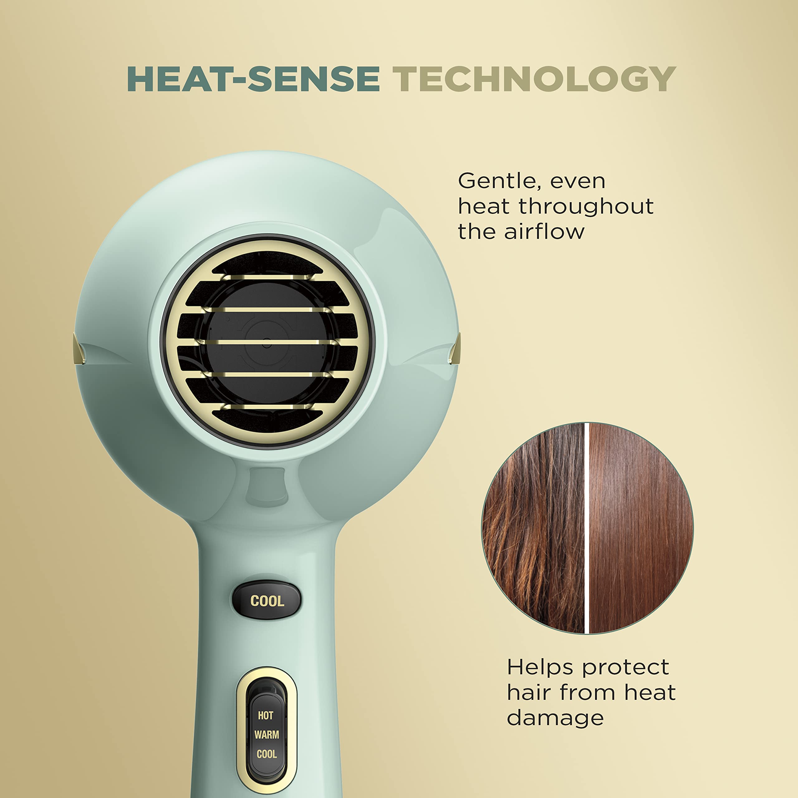 InfinitiPRO by Conair Heat-Sense technology close-up shows gentler, more even heat.