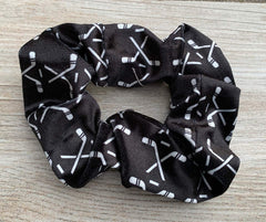 Infinity Collection hockey scrunchie white worn on ponytail for sport-ready style