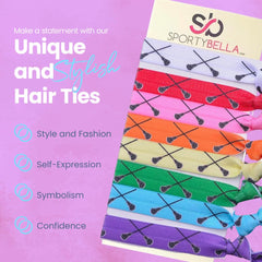Infinity Collection rainbow lacrosse hair ties match team colors and boost sporty style.