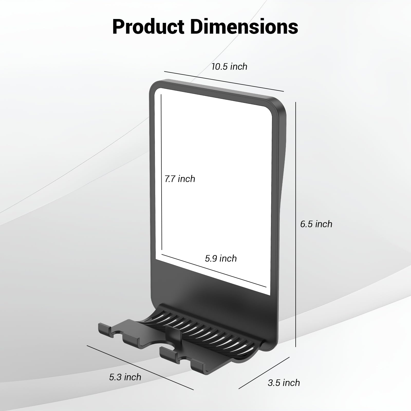 Infitrans shower mirror with storage slots neatly holds grooming essentials.