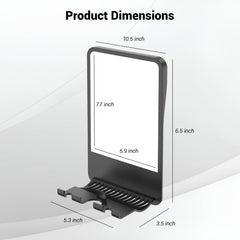 Infitrans shower mirror with storage slots neatly holds grooming essentials.