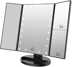 Infitrans trifold makeup mirror lighted panel for precise makeup application