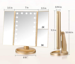 Infitrans trifold makeup mirror magnification 1x-2x-3x view aids precise eyeliner.