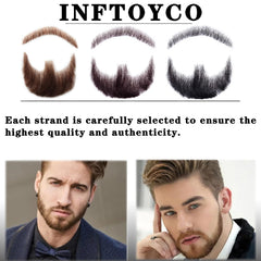 INFTOYCO realistic mustache shot showcases seamless attachment and natural appearance