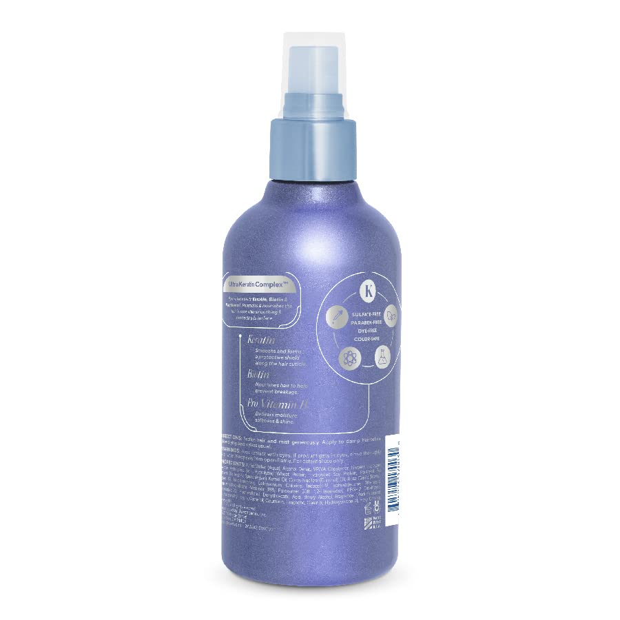 Infusion K heat protectant spray dispense shown for easy uniform application