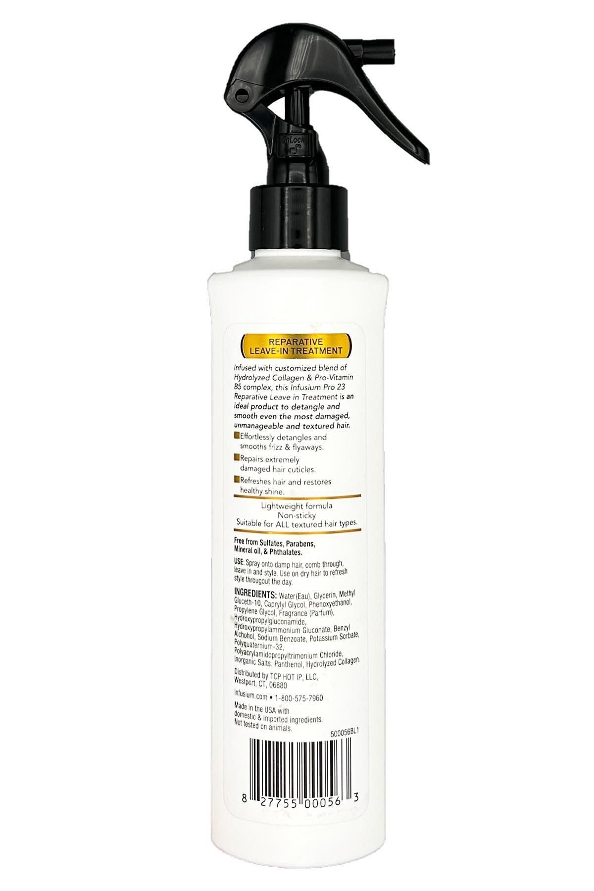 Infusium 23 Reparative Leave-In hair application for smooth finish and easy styling.