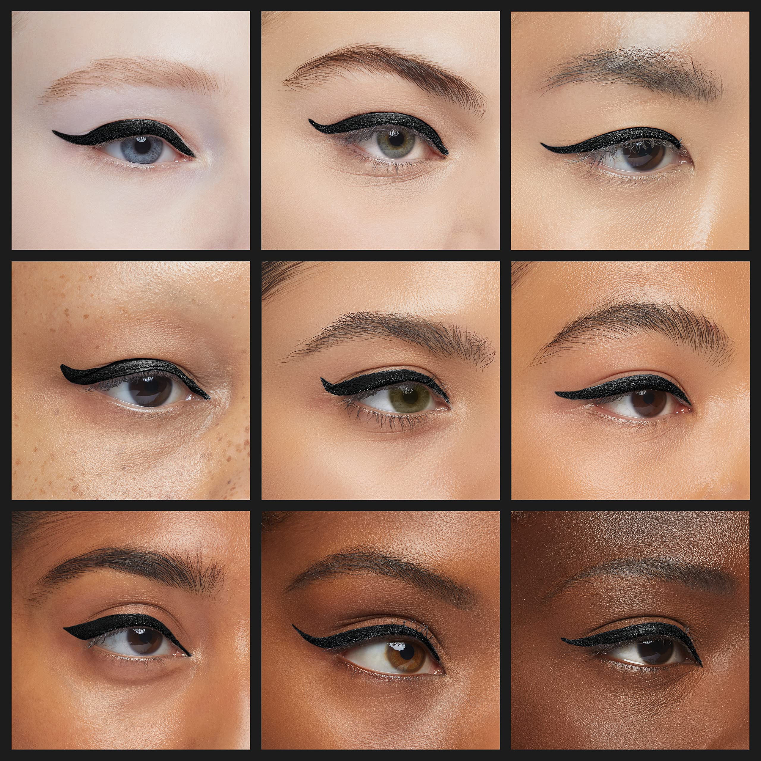 Inglot AMC Eyeliner Gel matte finish swatches convey refined eye definition.