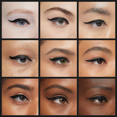 Inglot AMC Eyeliner Gel matte finish swatches convey refined eye definition.