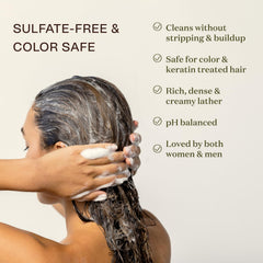 Ingreendients apple cider vinegar pour indicating scalp balancing action.