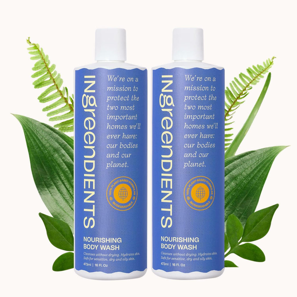 Ingreendients Natural Body Wash bottle hero shows a hydrating cleanse suited for sensitive skin