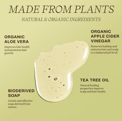 Ingreendients organic ingredients label showing plant-based formula and vegan ethics.