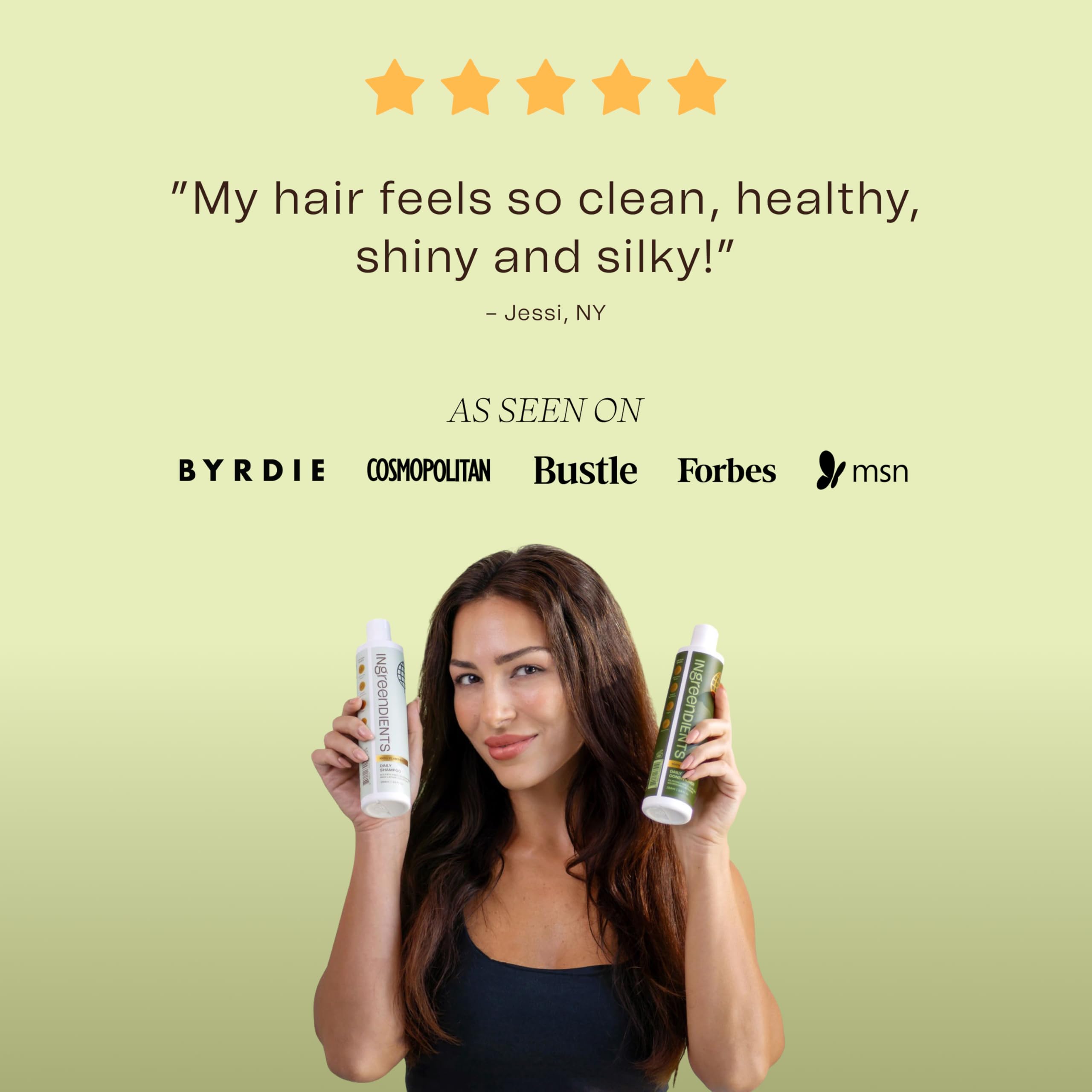 Ingreendients tea tree oil drop suggesting refreshing aroma and scalp clarity.