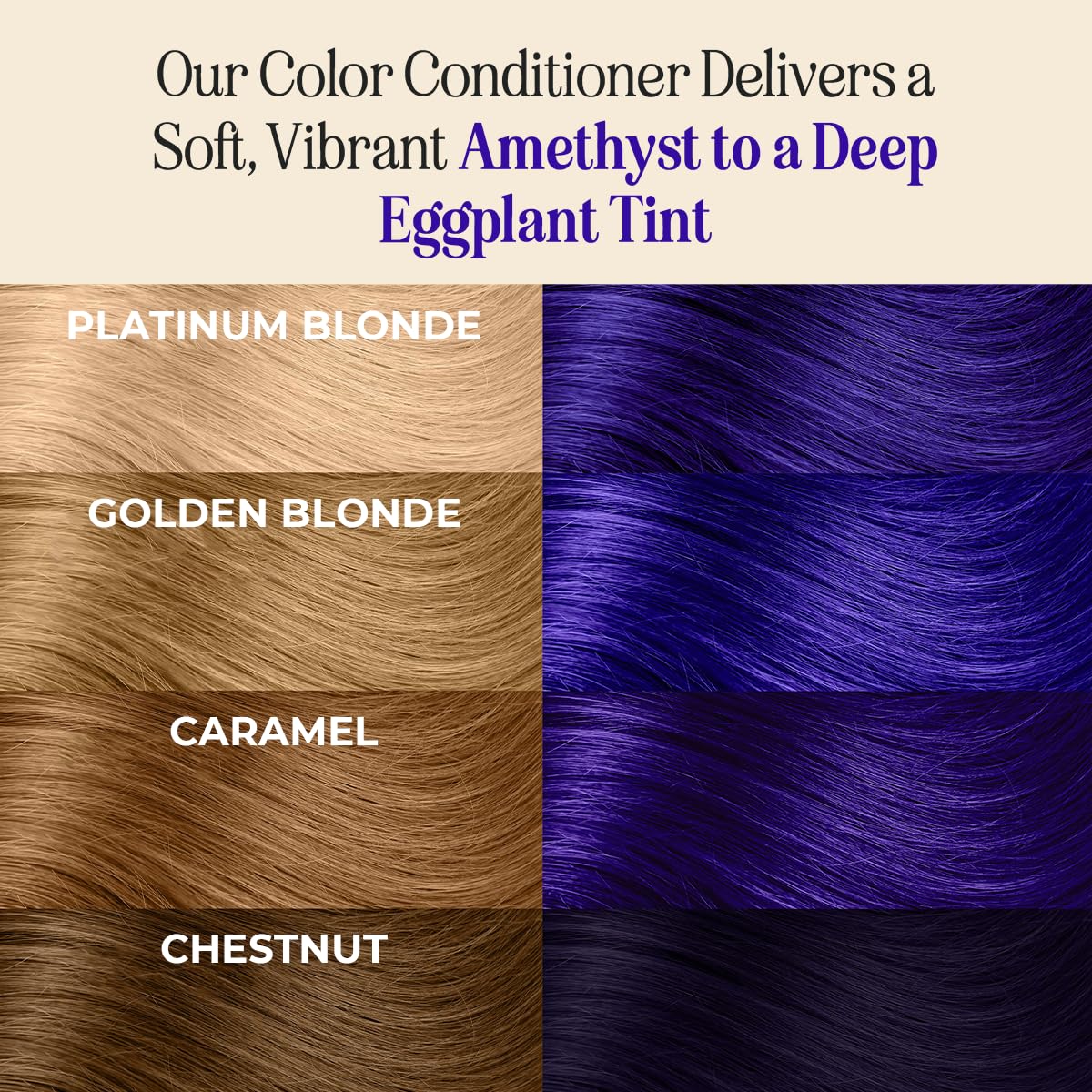 INH Amethyst application on hair showing even purple tint and conditioning
