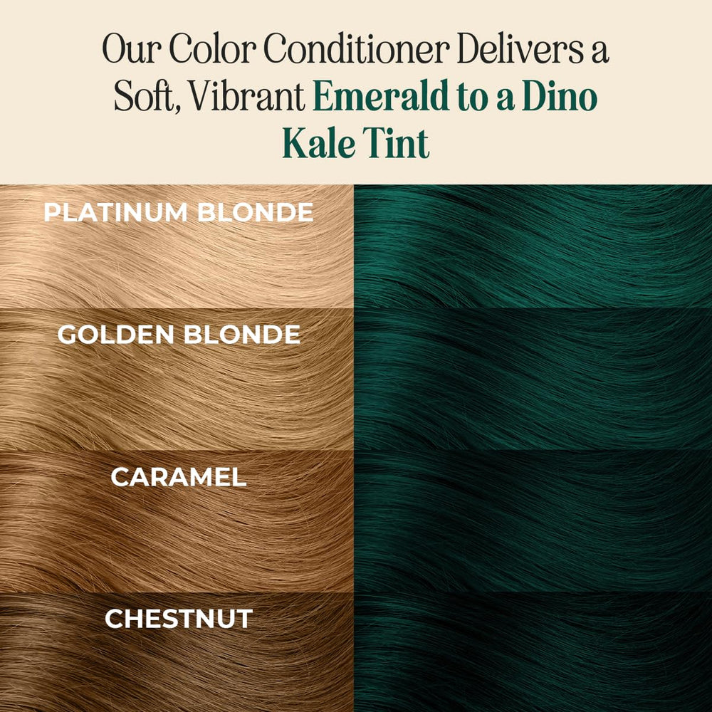 INH emerald green dye applied to hair for vibrant, temporary color.