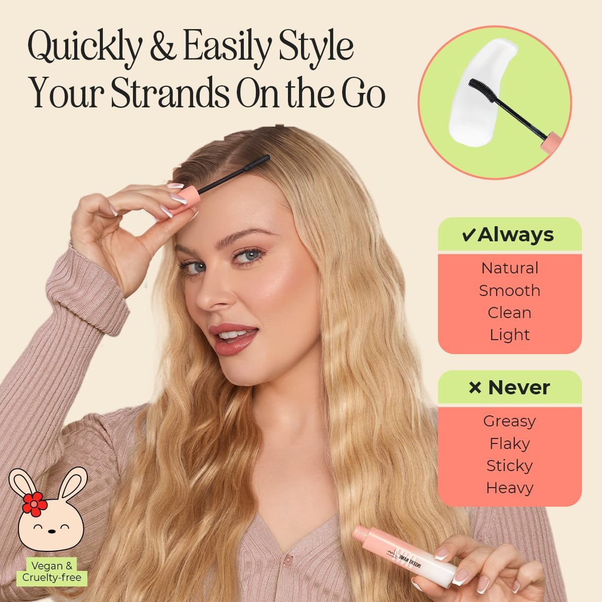 INH Hair Mascara travel-friendly tube enabling on-the-go touch-ups anywhere.