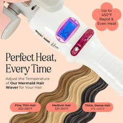 INH Hair Waver 3 Barrel shown with 360 swivel cord enables easy, tangle-free styling.