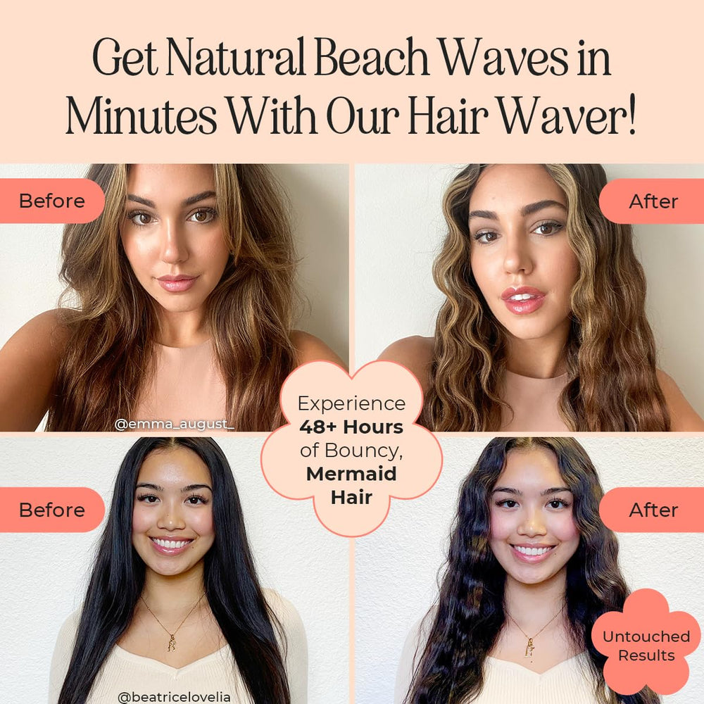 INH Hair Waver 3 Barrel with ceramic-tourmaline barrels smooths hair for shiny waves.