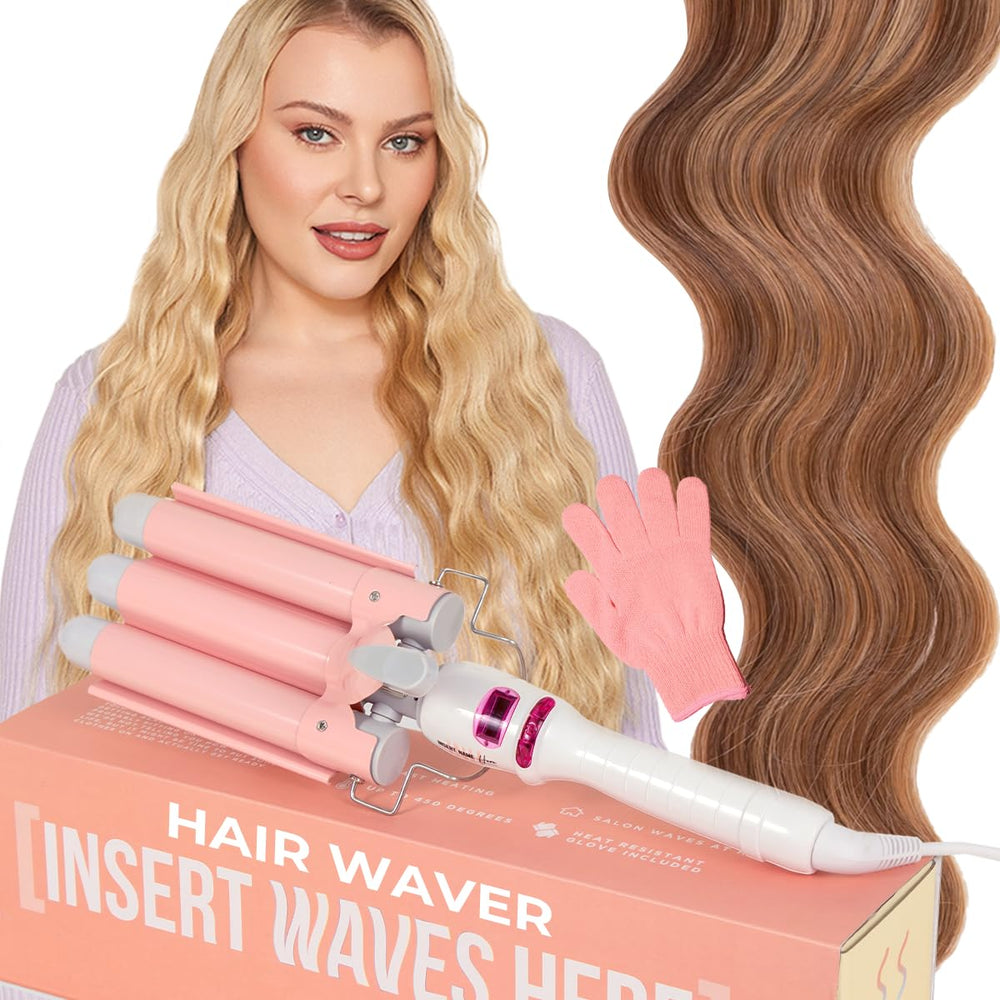 INH Hair Waver 3 Barrel with LED screen allows precise temperature control for styling.