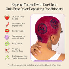 INH no-bleach no-peroxide application on hair demonstrates gentle color without harsh chemicals.