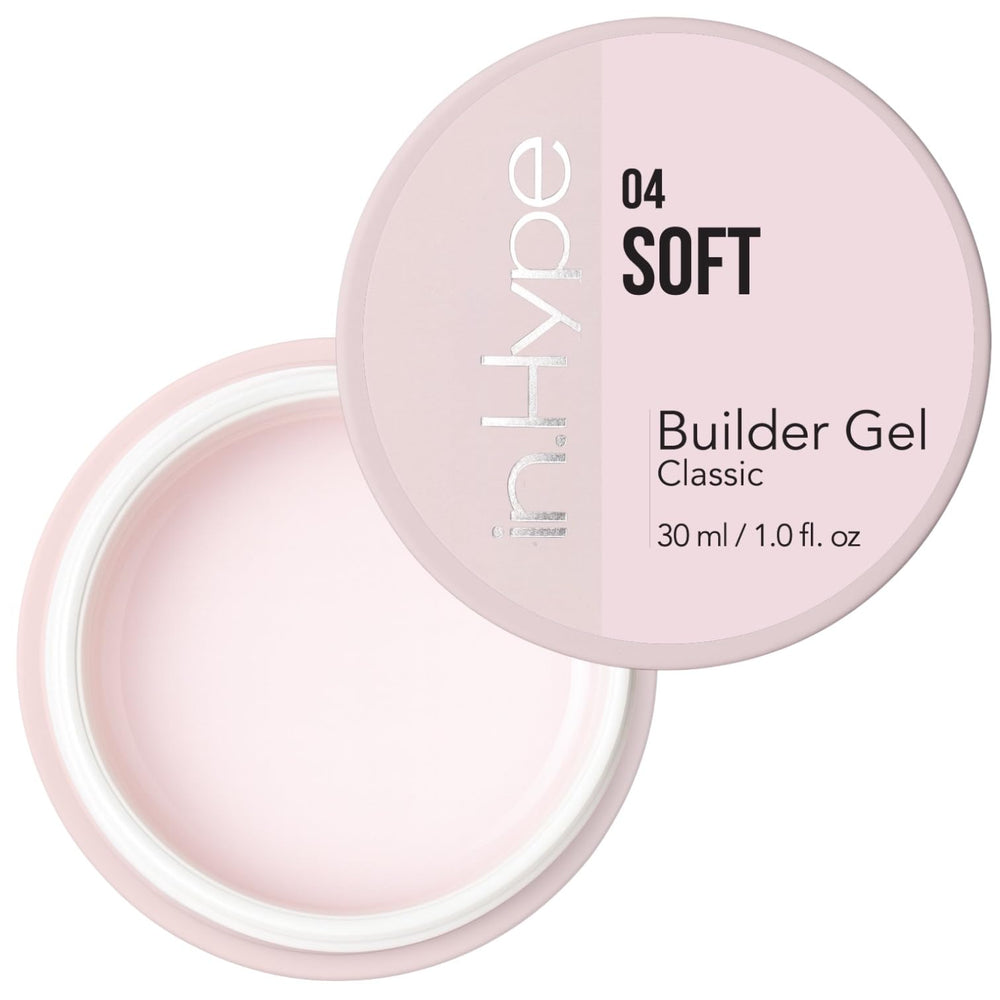 IN.HYPE UV/LED hard builder gel demonstrates sculpting for sleek nail extensions with strong adhesion.
