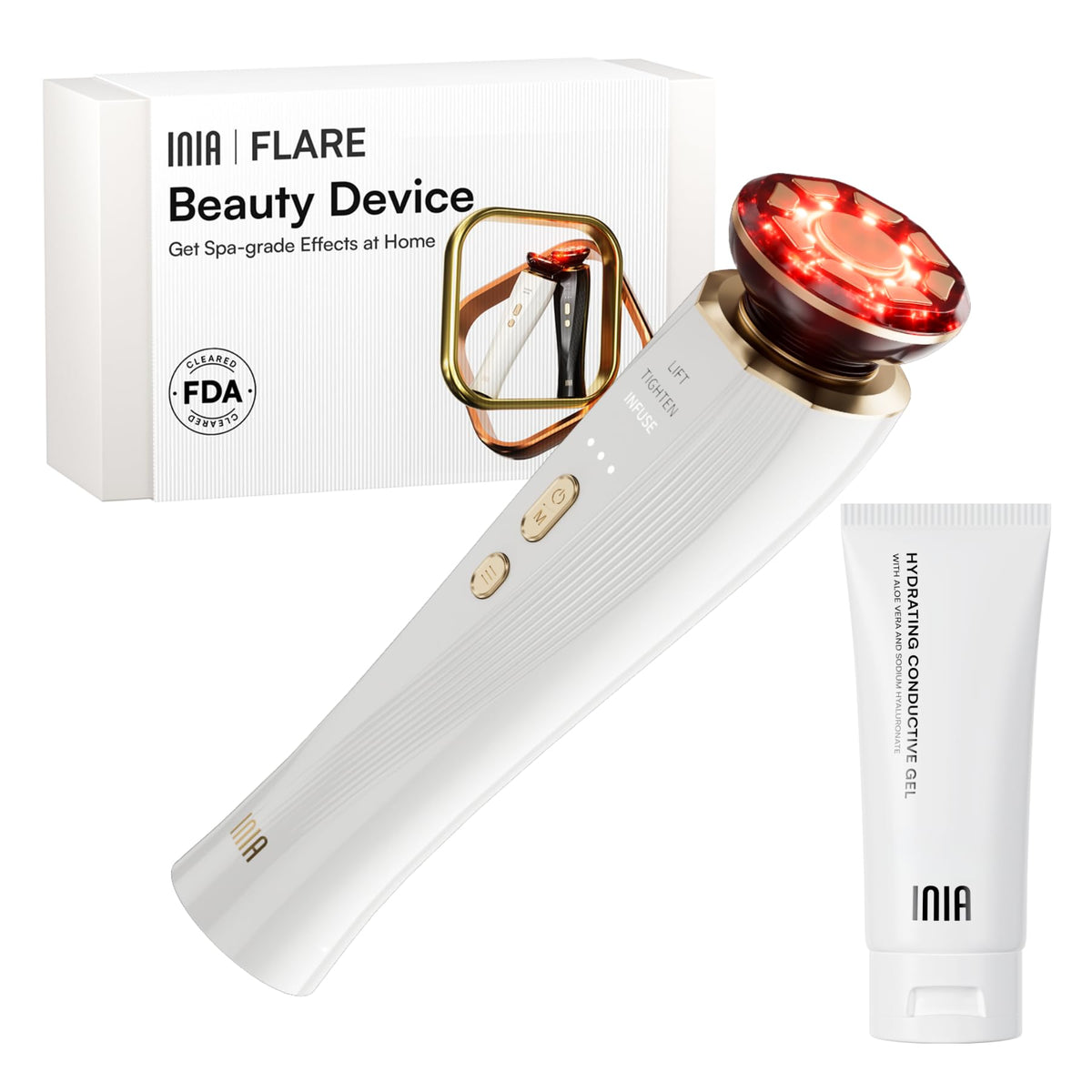 INIA 3-in-1 Skin Tightening Device in lift mode for a sculpted look