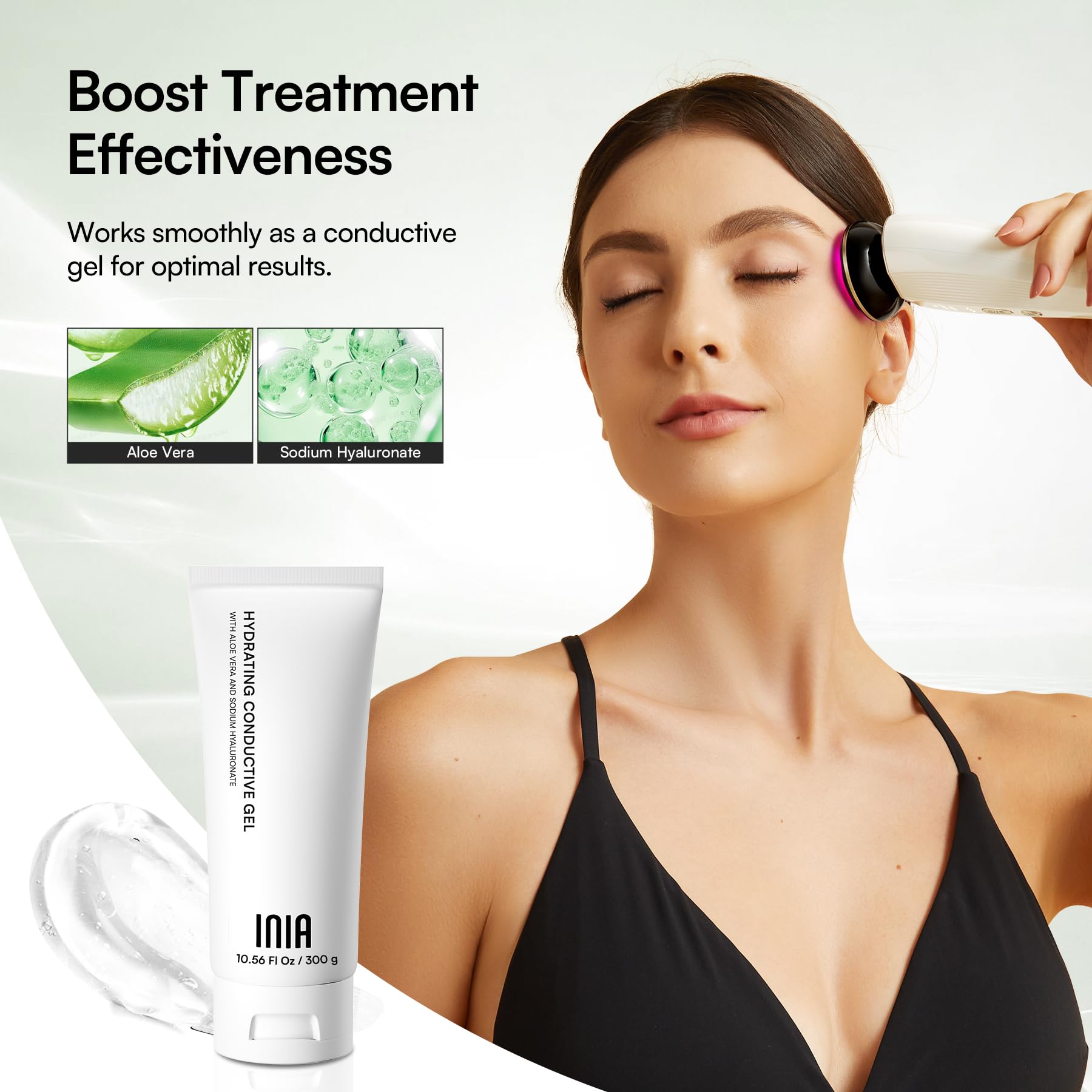 INIA 3-in-1 Skin Tightening Device in tighten mode for firmer appearance