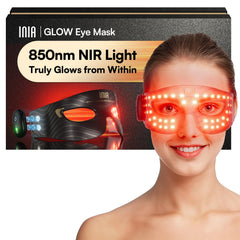 INIA red-light eye mask closeup showing focused eye-area rejuvenation.