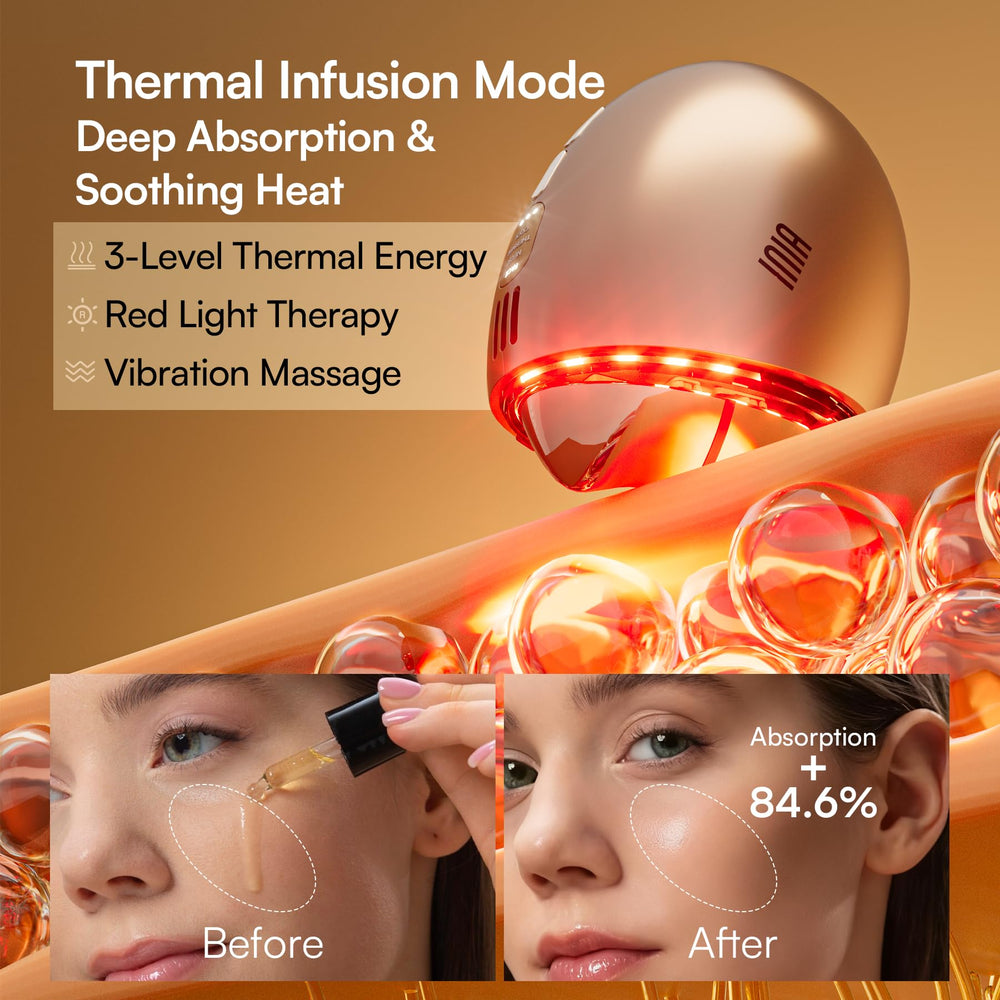 INIA three-level-thermal red-light aids absorption for nourished, refreshed skin