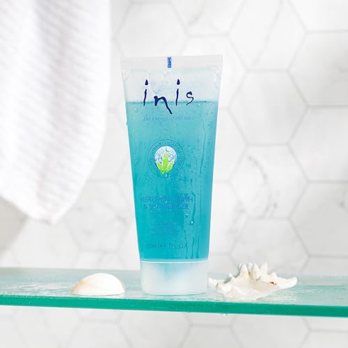 Closeup of Inis bath gel showcasing its texture.