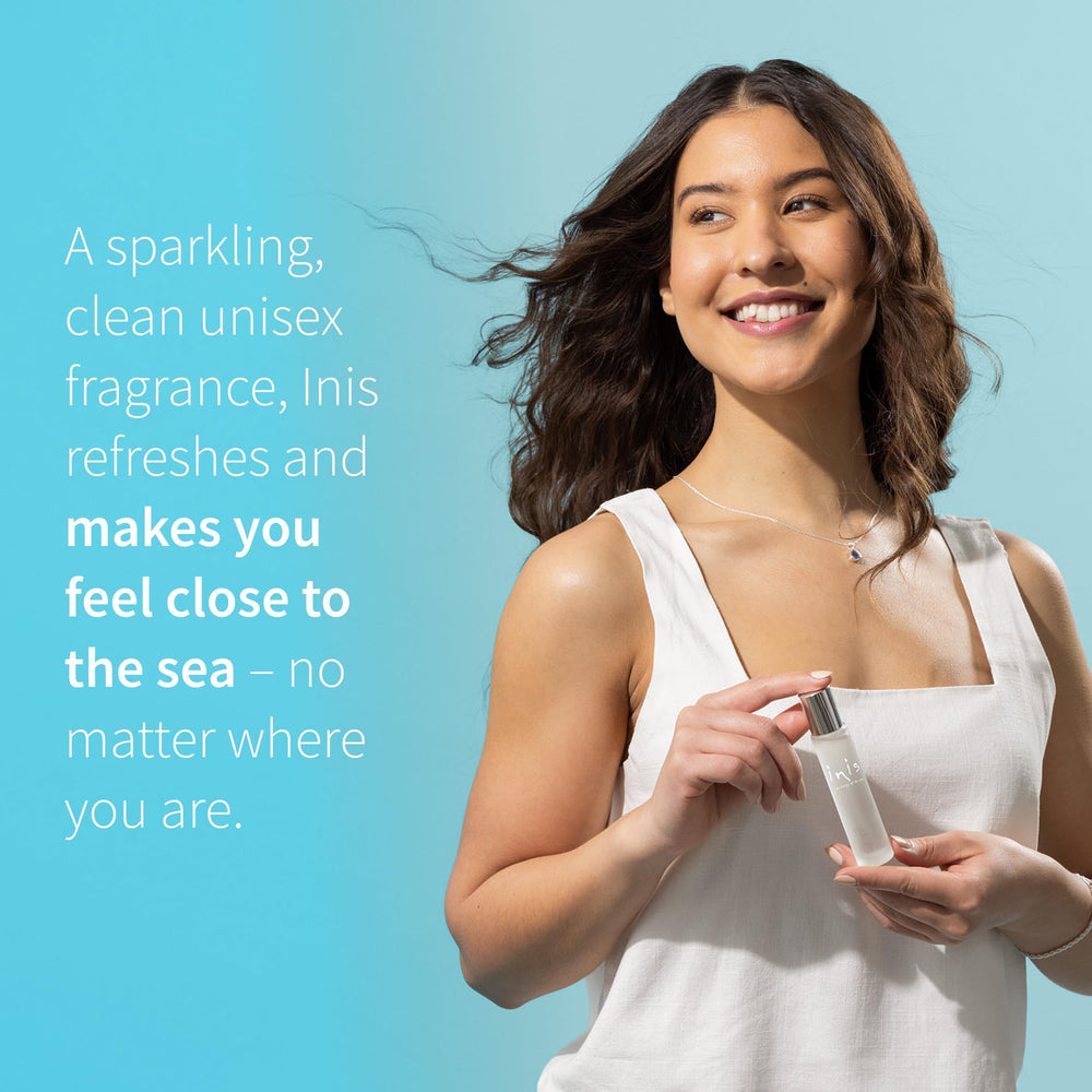 Inis Energy of the Sea apply-on-wrist use demonstrates travel-friendly access