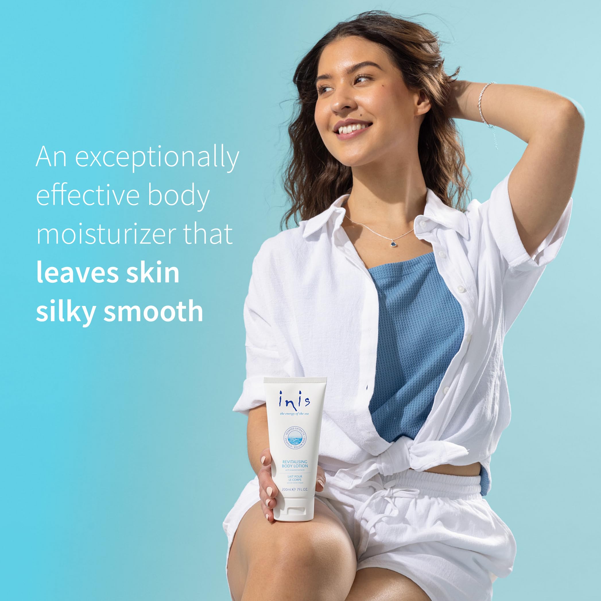 Inis Energy of the Sea Revitalizing Body Lotion packaging eco-cap highlights environmental care.