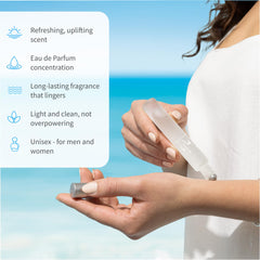 Inis the Energy of the Sea roll-on applying shows convenient on-the-go fragrance for quick refresh