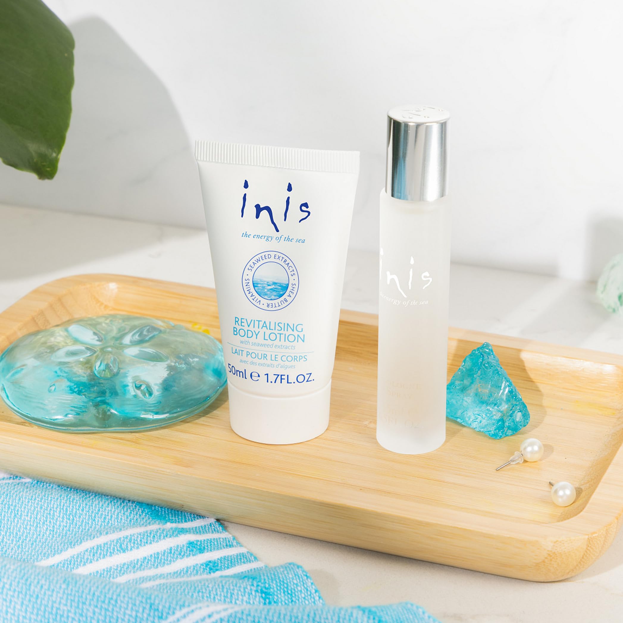 Close-up of seaweed ingredient detail featuring Inis skincare
