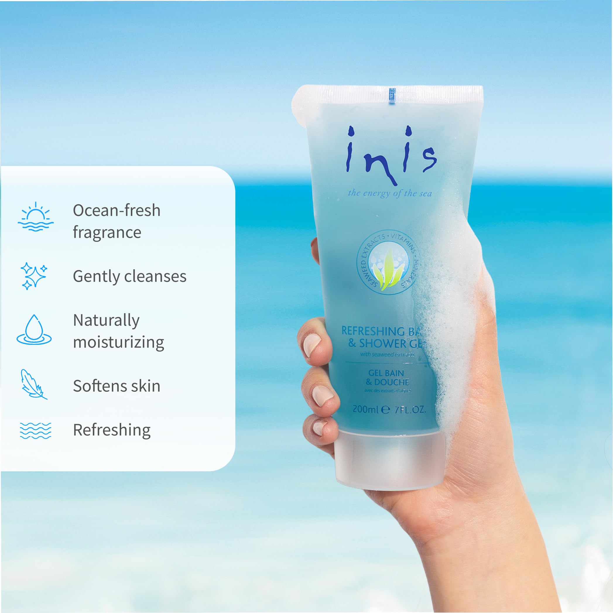 Unisex fragrance of Inis bath product for all skin types.