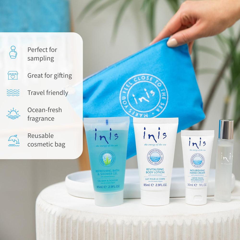 Inis energy of the sea voyager shower gel provides refreshing cleanse.
