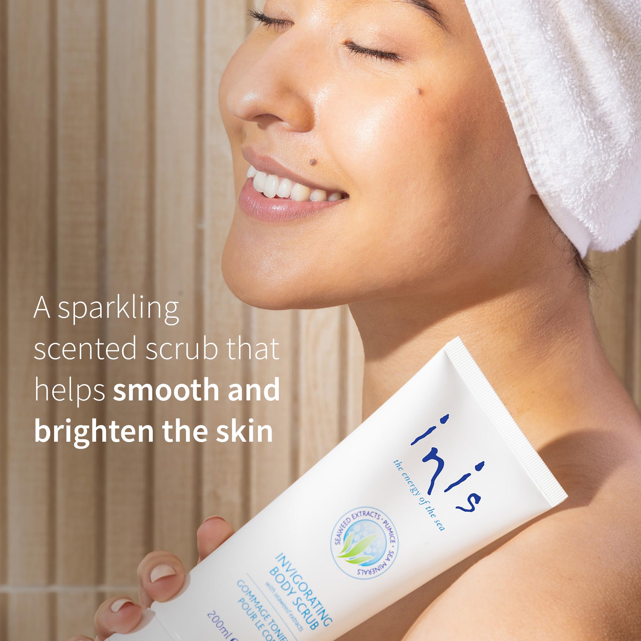 Inis Energy of the Sea scrub on bath shelf paraben-free Irish-made ritual