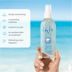 Inis replenishing body oil jojoba oil drop emphasizes hydrating base.
