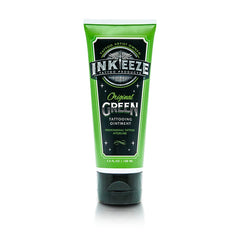 INK-EEZE Green Tattoo Ointment tube with lavender scent for post-tattoo comfort.