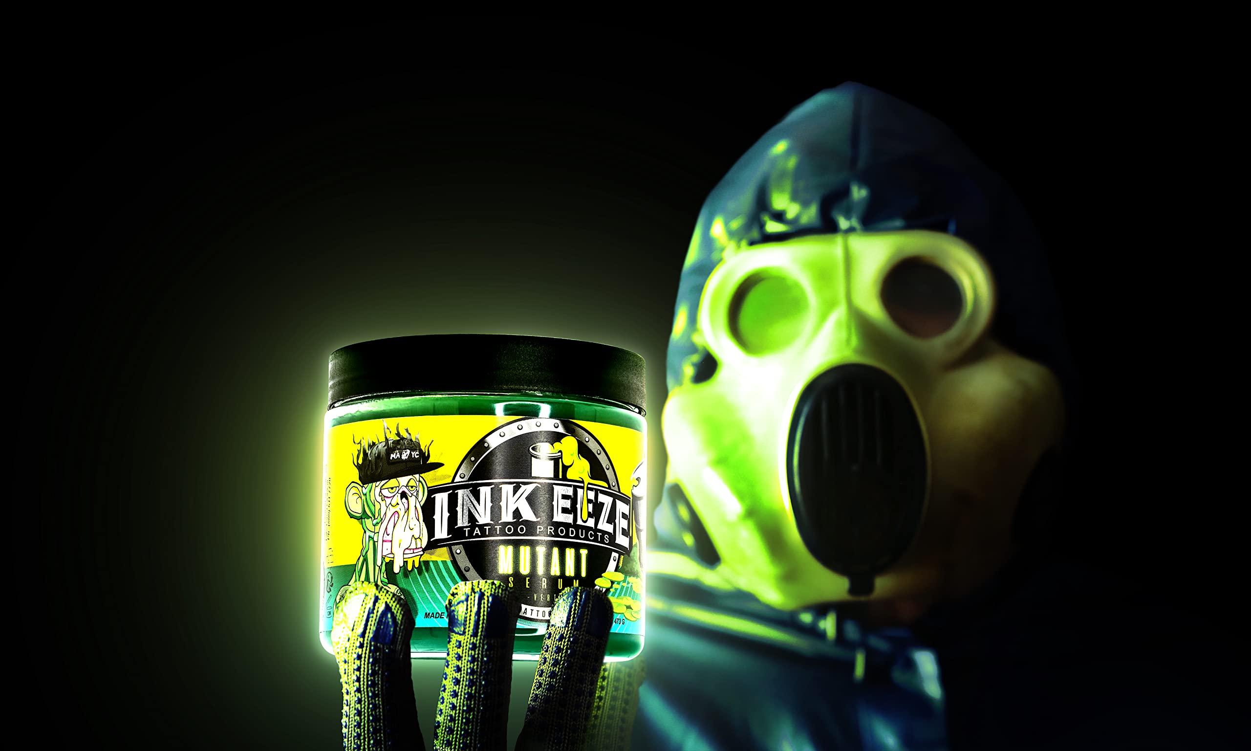 INK-EEZE Mutant Serum artist-use image demonstrates application to prevent machine clogging.