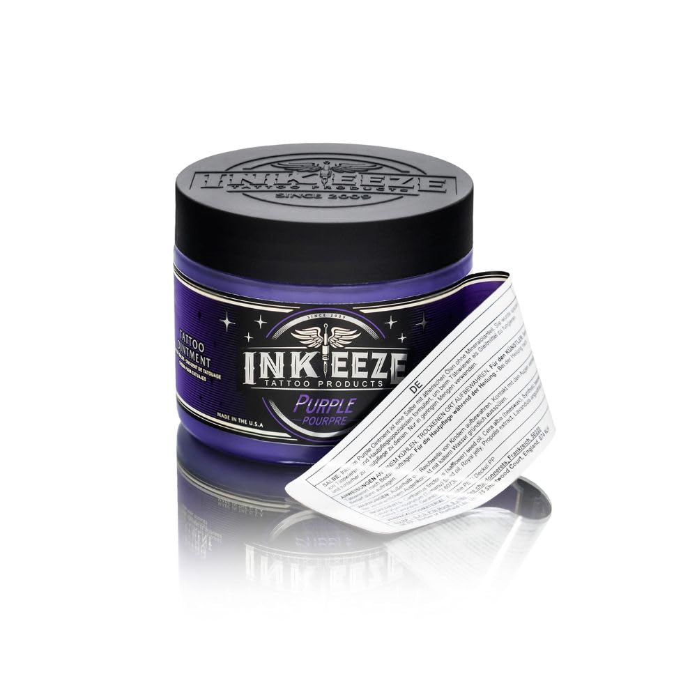 INK-EEZE Purple Tattoo Ointment aftercare use to protect skin and healing