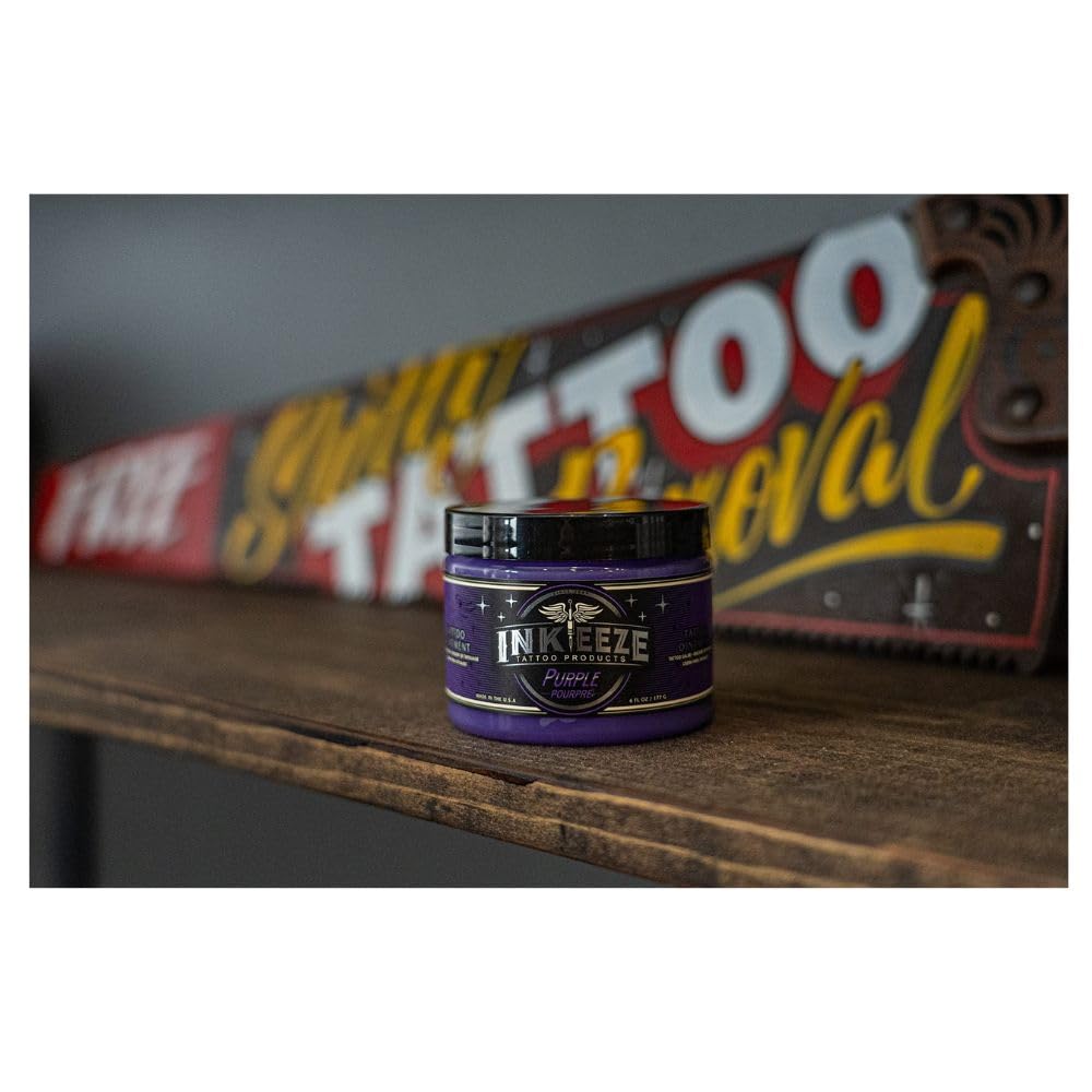 INK-EEZE Purple Tattoo Ointment cruelty-free logo emphasizing ethical skincare