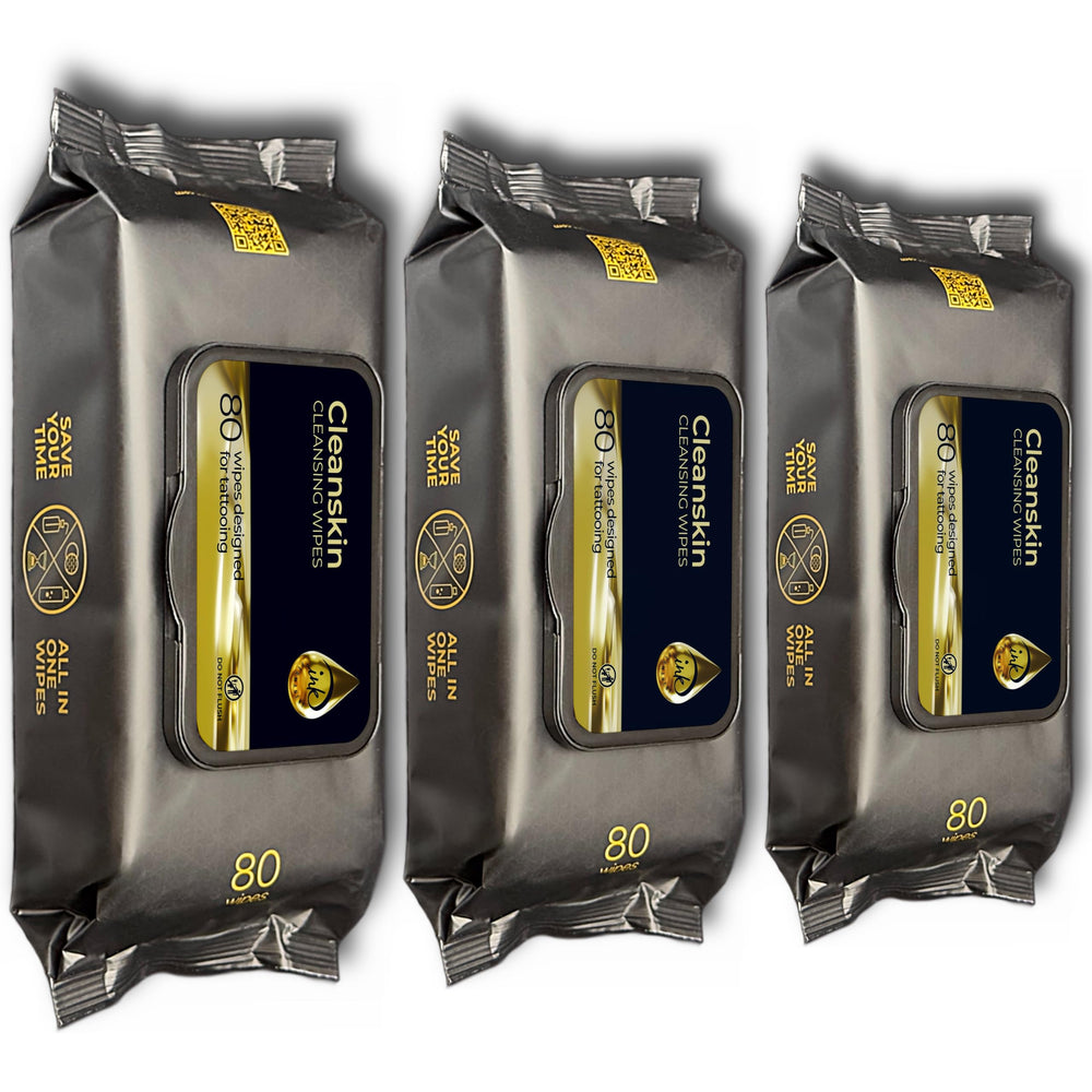 Ink Permanent CleanSkin Wipes packaging shows a three-pack design for streamlined use.