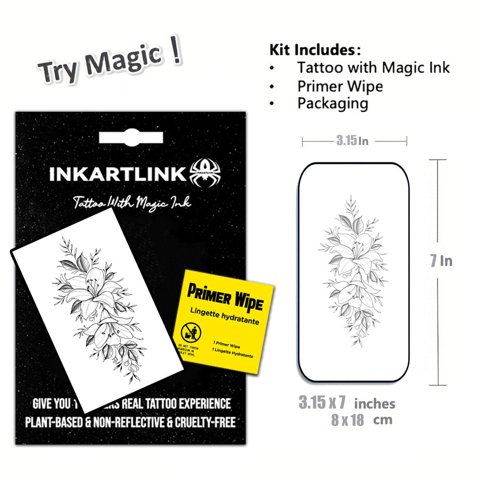 INKARTLINK semi-permanent tattoo flower design 02 waterproof for beach or pool days.