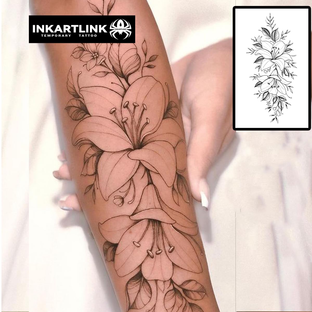 INKARTLINK semi-permanent tattoo flower design 03 durable color that fades gradually.