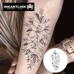 INKARTLINK semi-permanent tattoo flower design 04 ideal for events and photos.